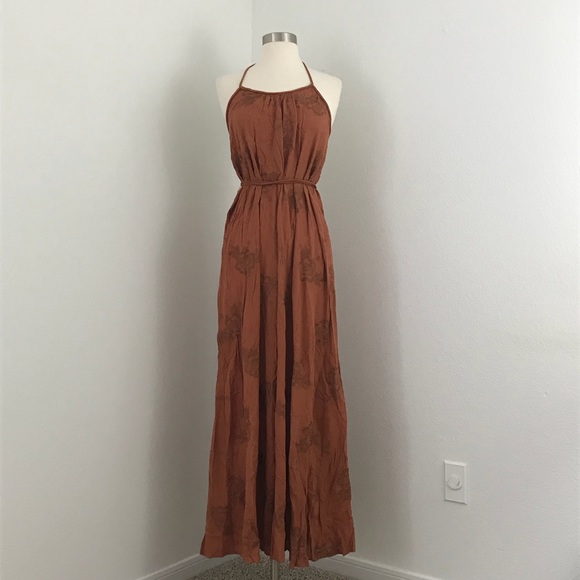 rust boho maxi dress